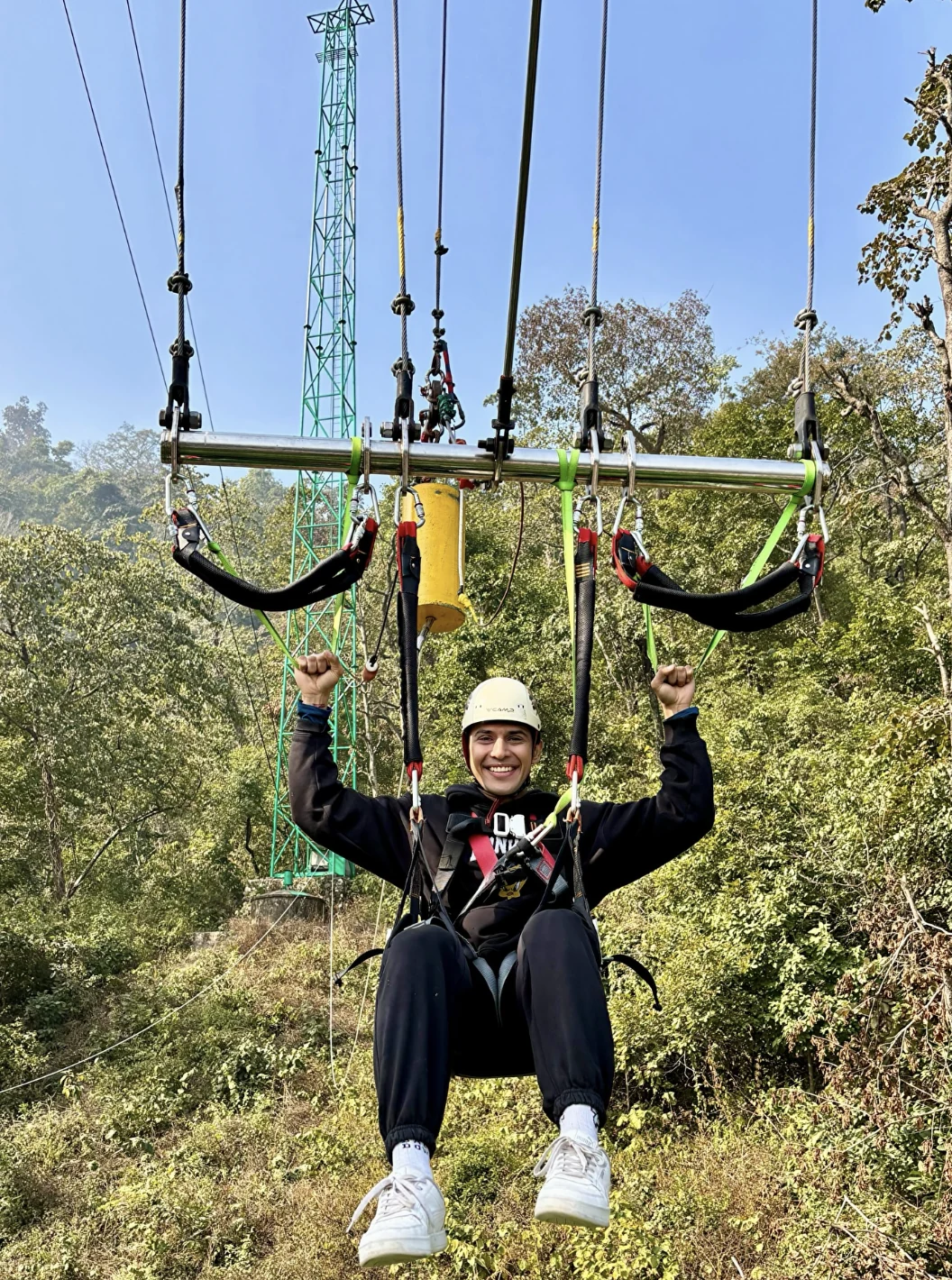 Solo Rider Fully Geared Up on the 113m Swing Platform