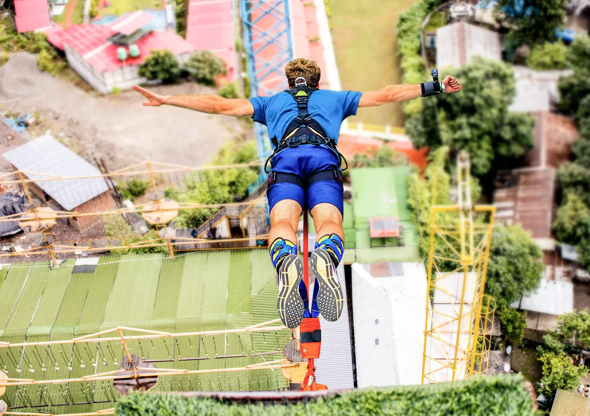 Swan Dive Freefall over Scenic Hills and Valley