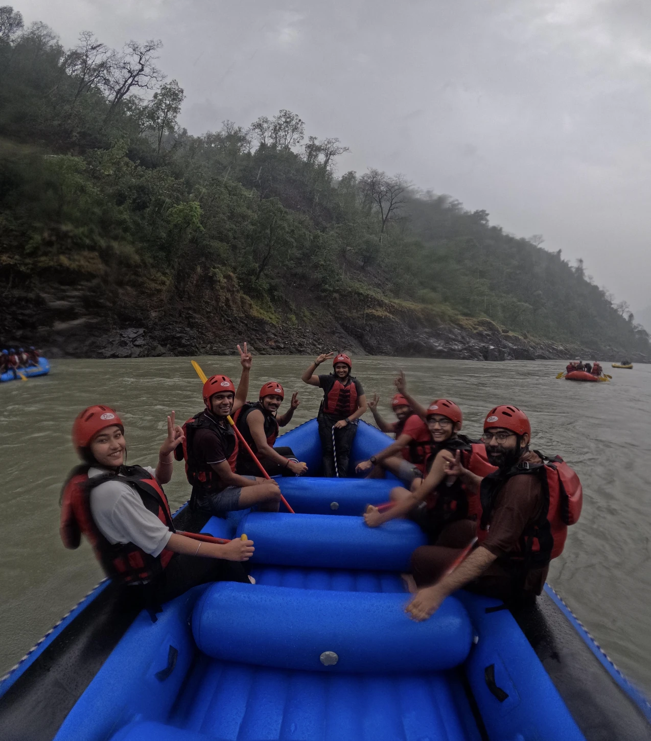 Tackling 'The Wall' Grade IV+ Rapid on Kaudiyala Expedition