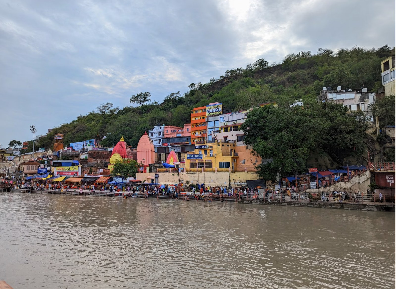 Sacred bathing ghats and colorful riverside temples of Haridwar
