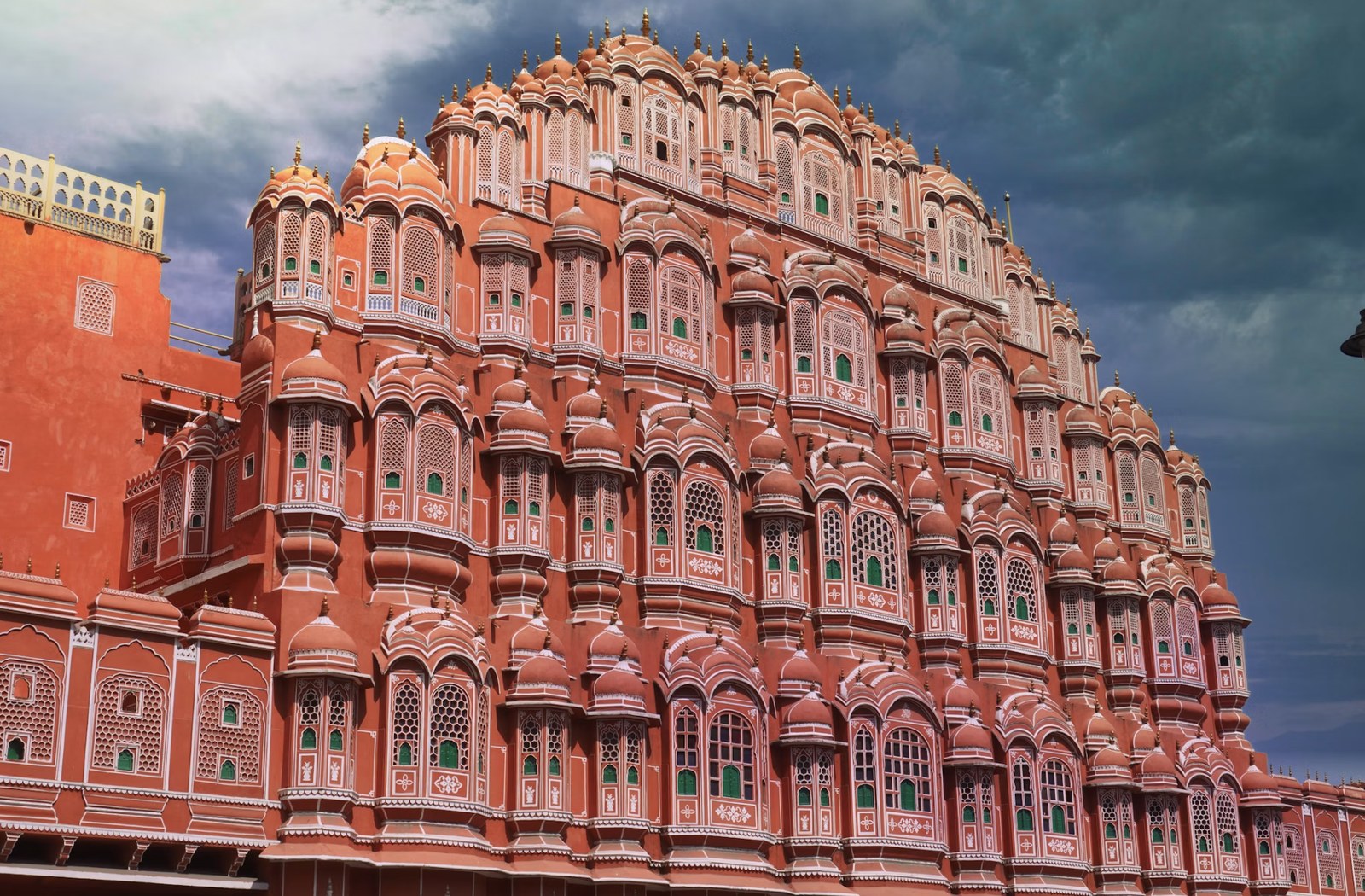 Grand multi-storey honeycomb facade of Hawa Mahal in the heart of Jaipur
