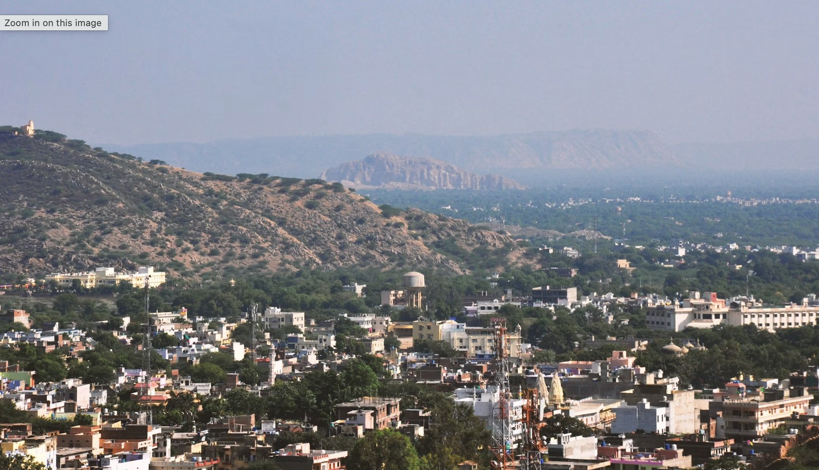 Panoramic vista of the Pink City of Jaipur from Nahargarh hilltop