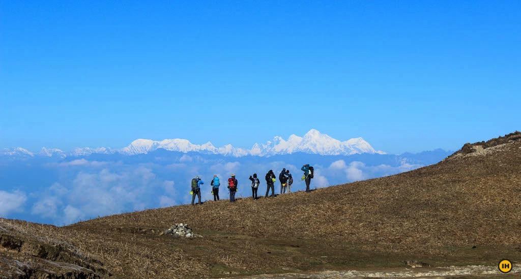 Trekking group navigating the Singalila ridge trail